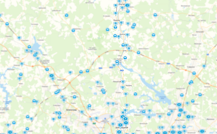 Карта расположения щитов на Дмитровском шоссе
