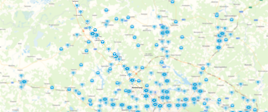Карта расположения щитов на Ленинградском шоссе